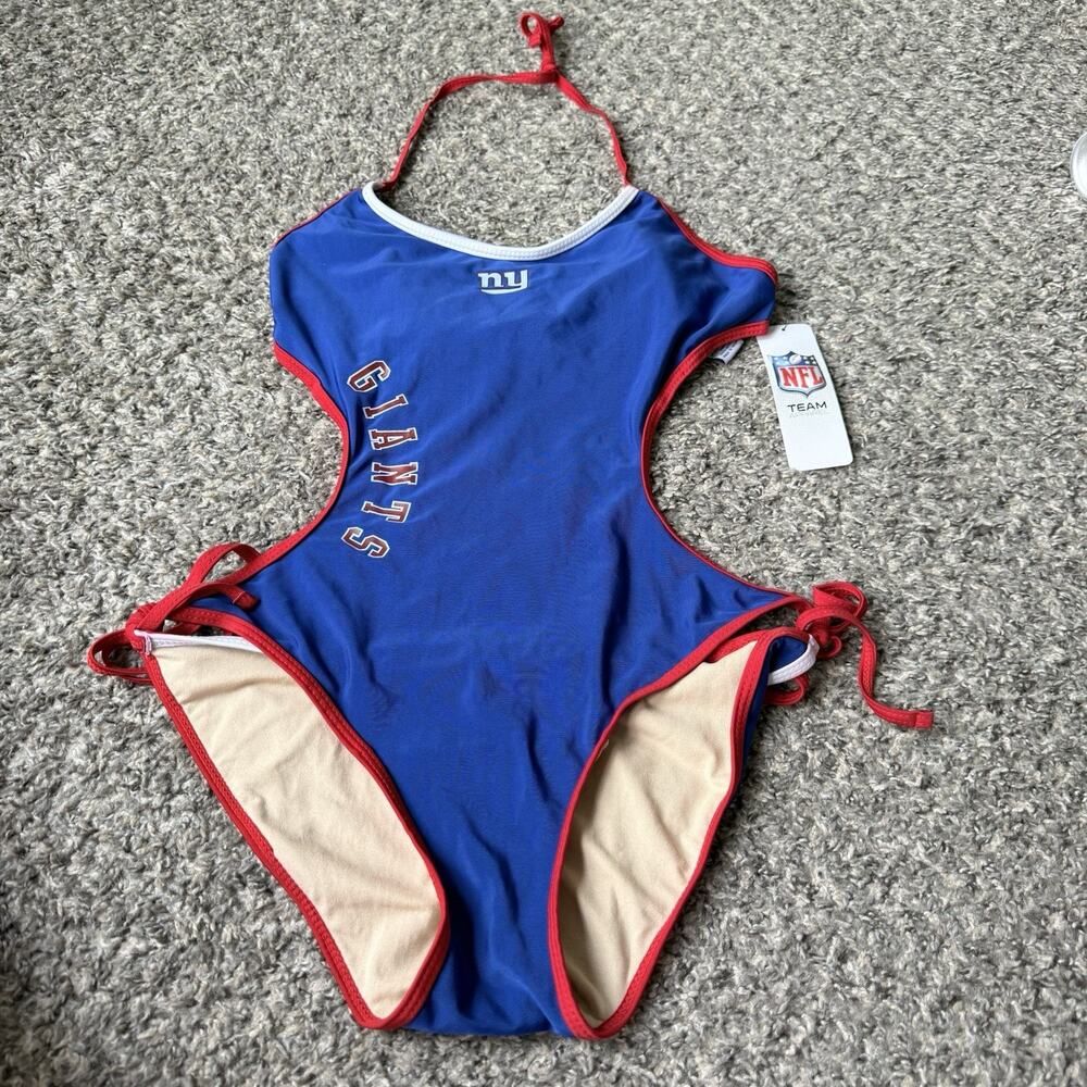 NFL Women's New York Giants Team Logo SwimSuit Monokini Blue Red Size M New